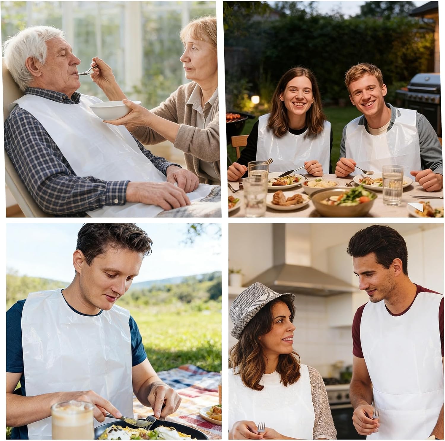 50pcs Disposable Adults Bibs for Women Men Eating,Disposable Bibs for Adult Elderly Women Eating(14.2"×23.6")