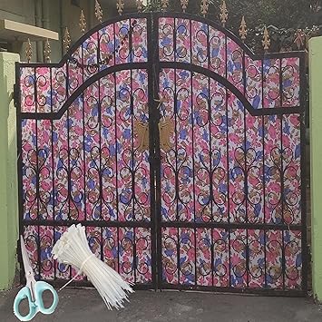 UR LITTLE SHOP UV Resistant 3 X 30 Feet PVC Gate Sheet_Grill Sheet_Gate Covering Sheet_Balcony Saftey Sheet_Privacy Sheet_Floral Design_with 1 Scissor_100 Tags ULSGT33