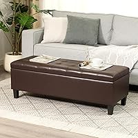 Vista 19 de Asense Storage Ottoman Bench,16.5 x 44.9 x 15.11 Inches Storage Bench,Leather Ottoman with Legs,Tufted Ottoman with Safety Hinge,End of Bed Bench