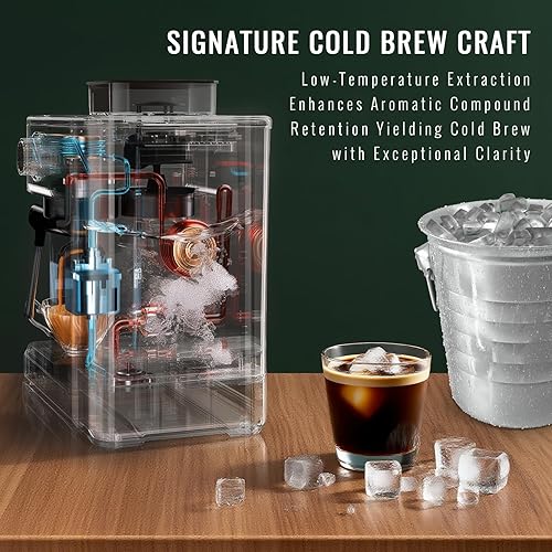 Miniatura 4 de TENKER Máquina de café expreso con molinillo, cafetera de 20 barras con espumador de leche para el hogar, cafetera de acero inoxidable todo en uno