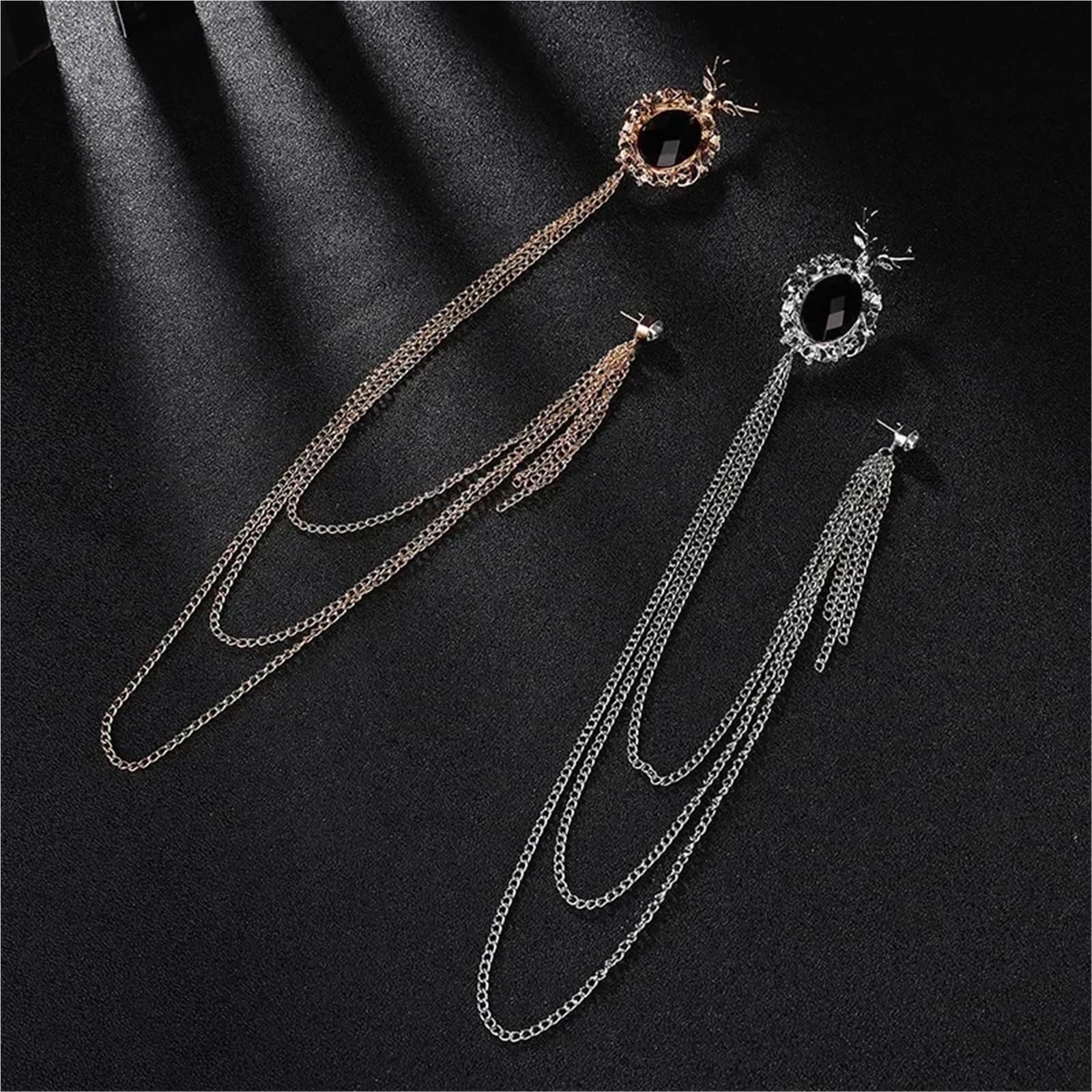 Broschenkette, Persönlichkeit Brosche Kette Herren Pins Business Anzug Damen Mantel Quaste Broschen