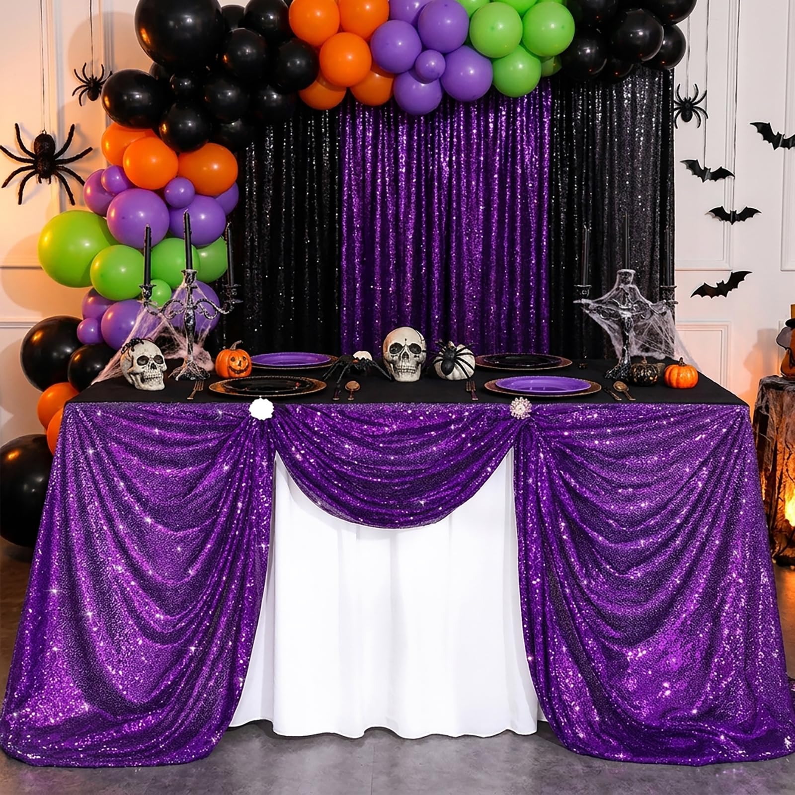 Purple Sequin Tablecloth Decorations Sparkly Mermaid Tablecloths Parties