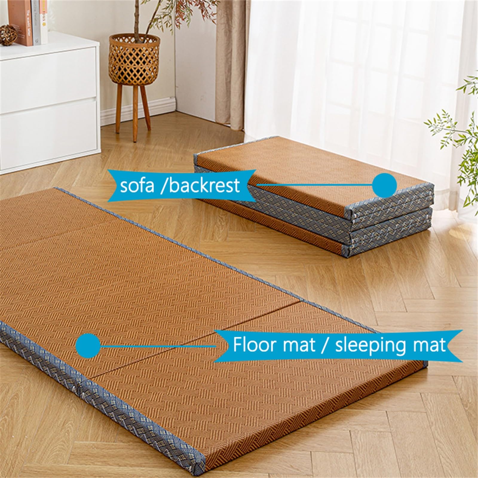 Colchón de futón japonés para suelo, plegable, enrollable, para dormitorios pequeños, parejas y noches de cine familiares, cómoda cama tatami para uso doméstico