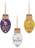 FOCO Minnesota Vikings NFL 3 Pack Wooden Holiday Lights Ornament Set