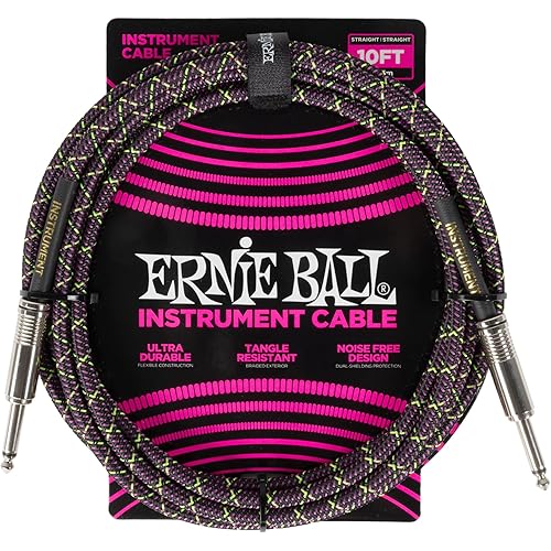 Ernie Ball Braided Instrument Cable Straight/Straight 10ft - Purple Python (P06427)