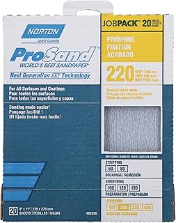 ProSand 07660768167 Sanding Sheet, 11 in L, 9 in W, Very Fine, 220 Grit, Aluminum Oxide Abrasive, Paper Backing