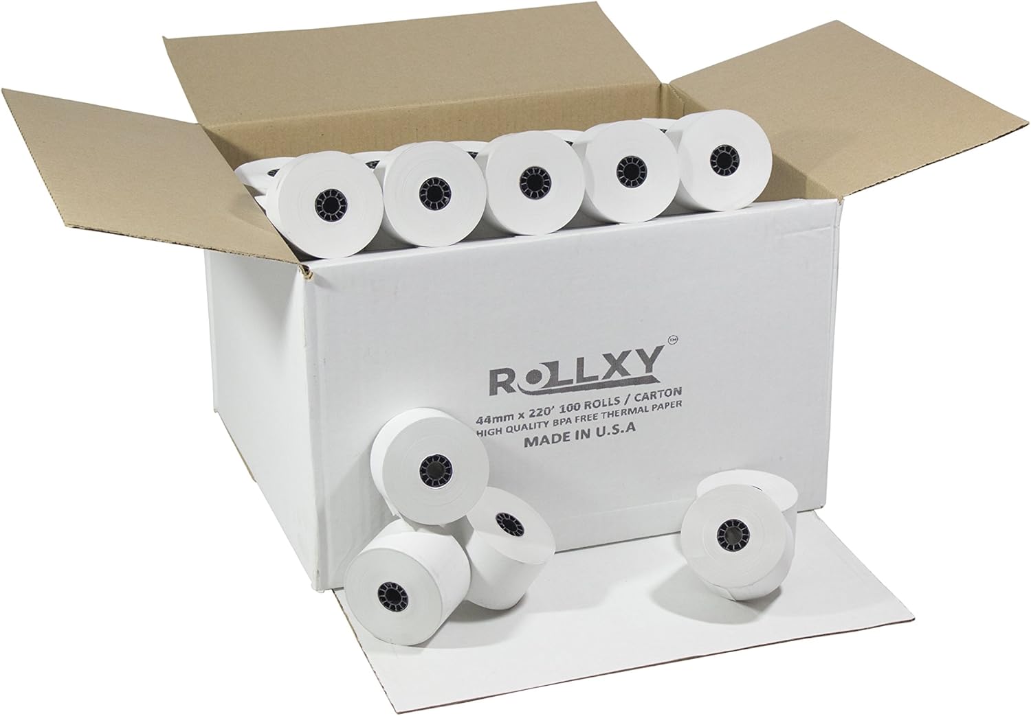 100 Rolls- 44mm x 220' Thermal Paper (Sharp XE-A42S)