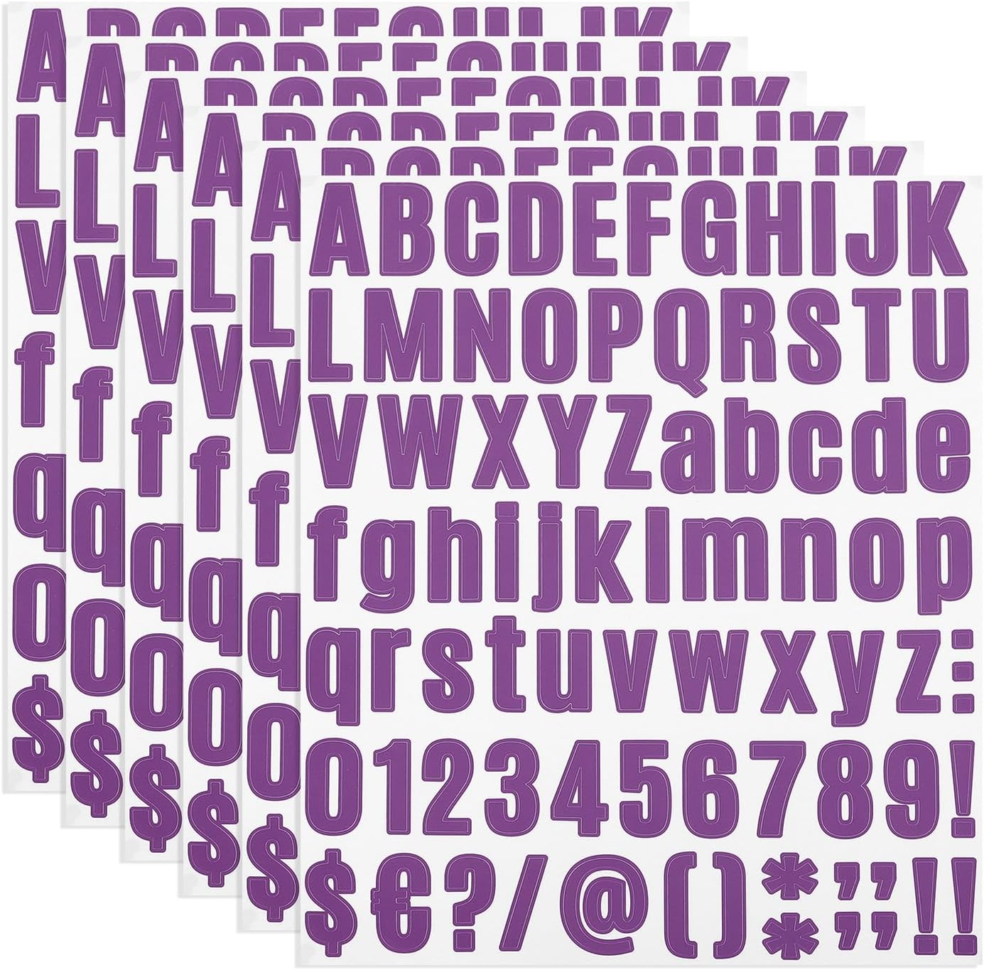PATIKIL Vinyl Letters Numbers Stickers Kit, 486 Pieces 6 Sheets Self Adhesive Decals for Mailbox Sign Address DIY Crafts Card (Purple)