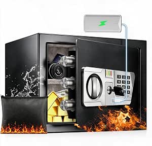 TOTOY 1.5 Cu Ft Steel Fireproof Safe Lock Box for Home with Fireproof Bag
