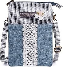 Small Crossbody Bag for Women Canvas Mobile Phone Bag Ladies National Pattern Handbags Girls Mini Shoulder Bags Wallet Purse Coin Pouch