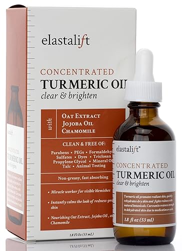Elastalift Suero facial para el cuidado de la piel de aceite de cúrcuma para la cara. Fórmula de suero hidratante antioxidante para el cuidado de la
