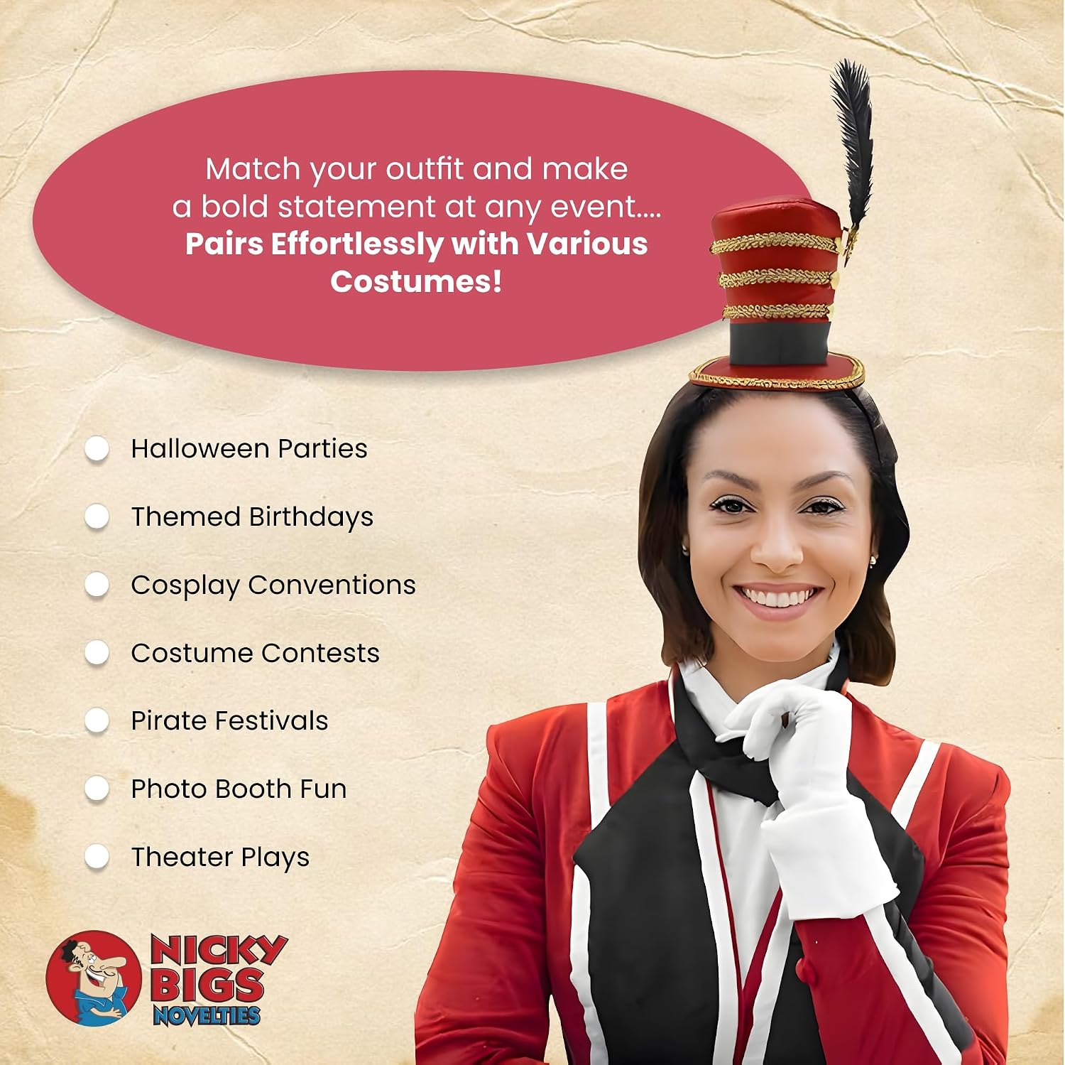 Nicky Bigs Novelties Morph Mini Ringmaster Hat And Black Shoulder Epaulettes Gold Fringe Costume Accessory
