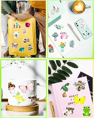 Miniatura 4 de AOWDIAO Paquete de 300 calcomanías de naturaleza, 6 temas mixtos, de vinilo, impermeables, calcomanías para botellas de agua, laptop, teléfono,