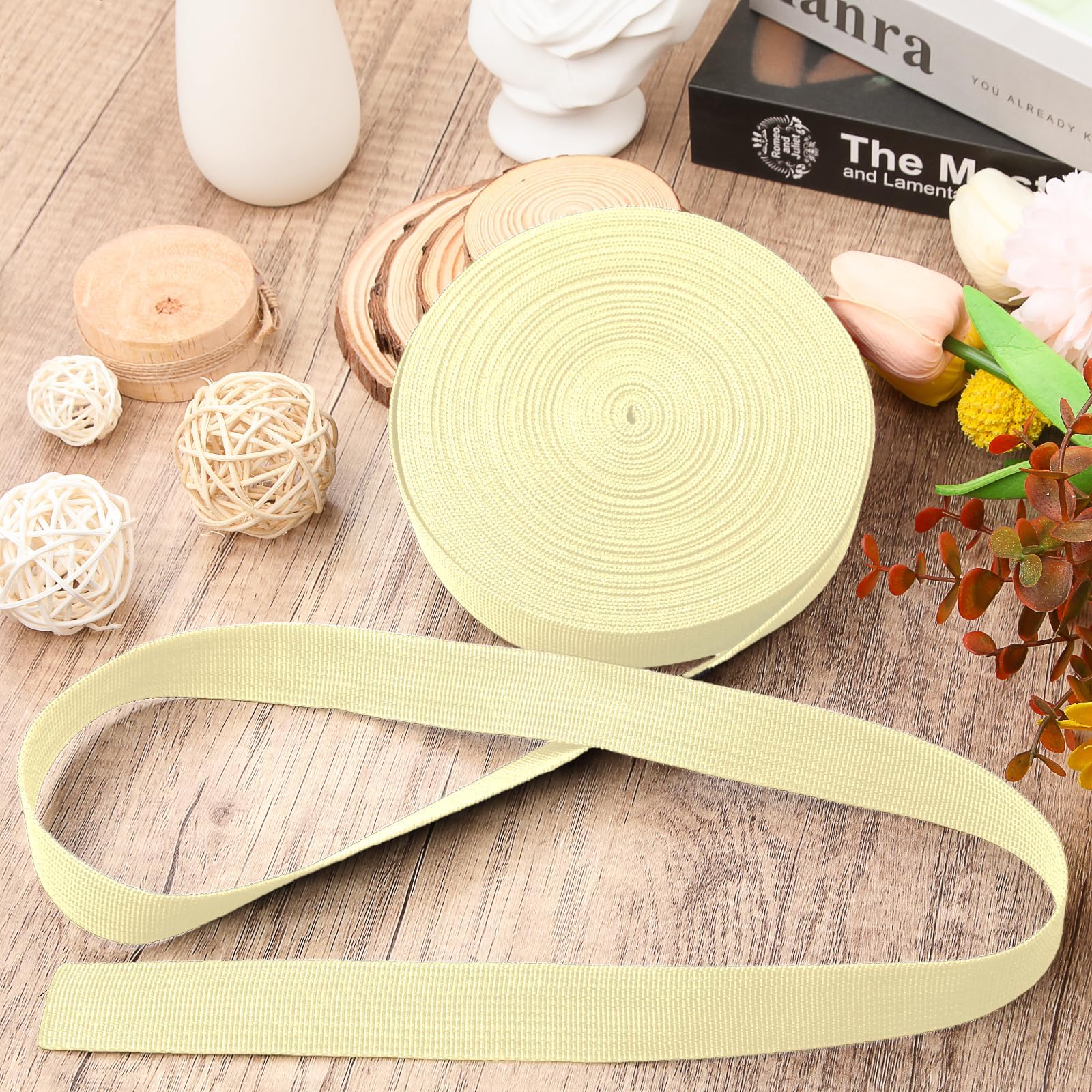 Mbsomnus 15M Tapicerka Pasek 20 mm Nylonowy Pasek Kremowy Bawełniany Wstążka Cięcie Taśmy Żaluzje Uszczelnienie Pasy Do Plecaków DIY Plecak Bagażnik Torby Paski Dla Psa