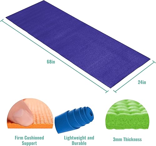Miniatura 2 de Paquete de 16 tapetes de yoga económicos, de 68 x 24 pulgadas, antideslizantes, de 0.118 in de grosor, tapetes de yoga no tóxicos a granel para