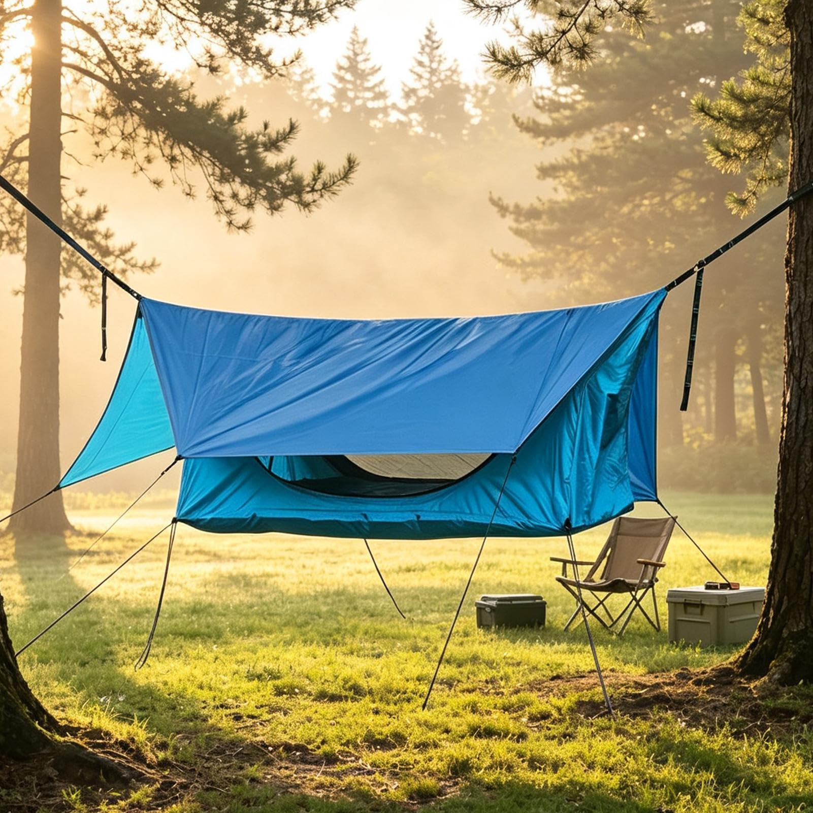 Tenda Amaca da Campeggio Tettuccio da Riposo Adulto Traspirante con