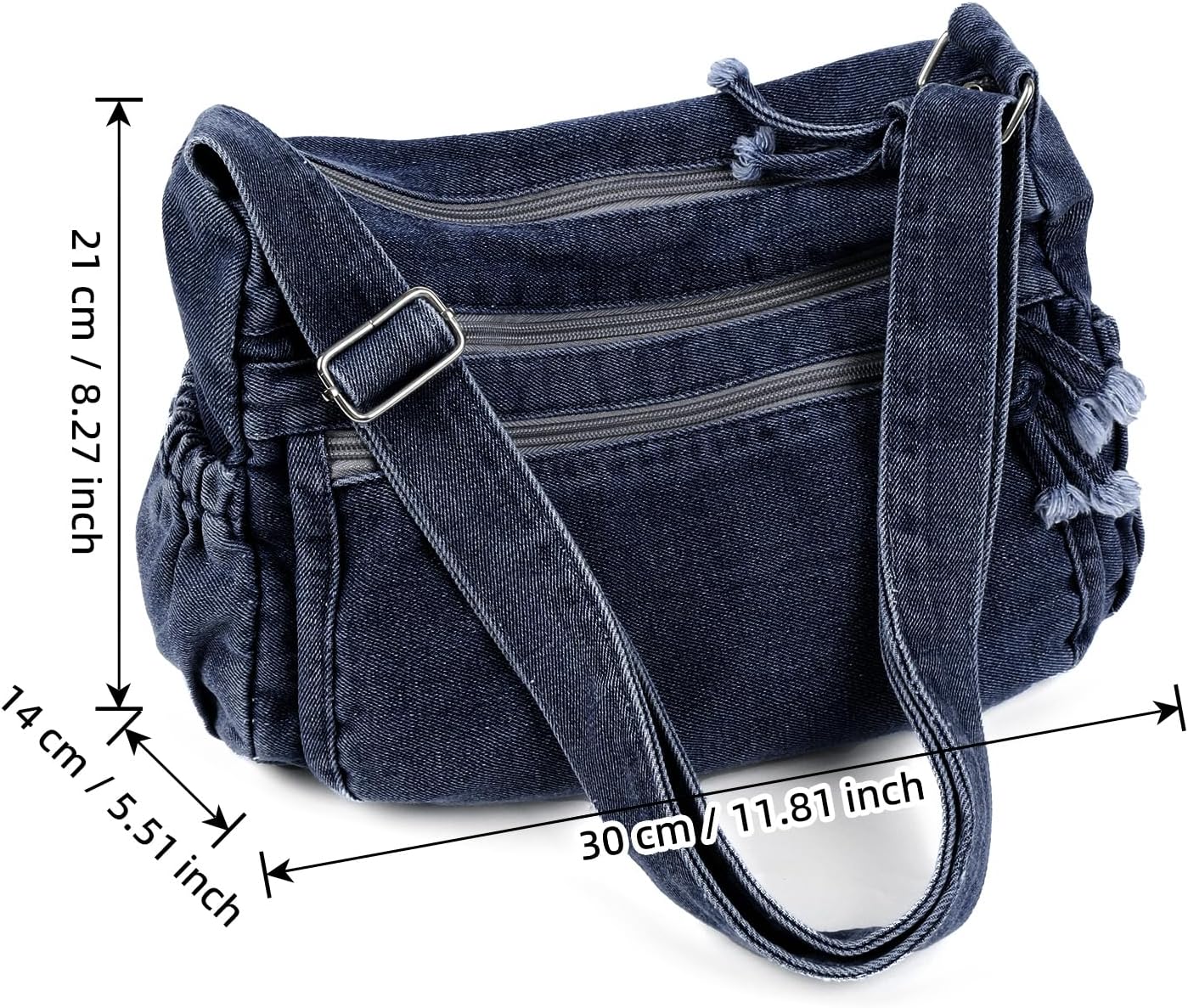 ALUSBELL Large Denim Tote Bag for Women Lightweight Denim Purses Jean Shoulder Bag Retro Crossbody Handbags - Image 2