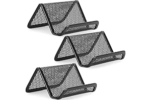MaxGear Metal Mesh Desk Business Card Holder Stand, Holds 50 Cards