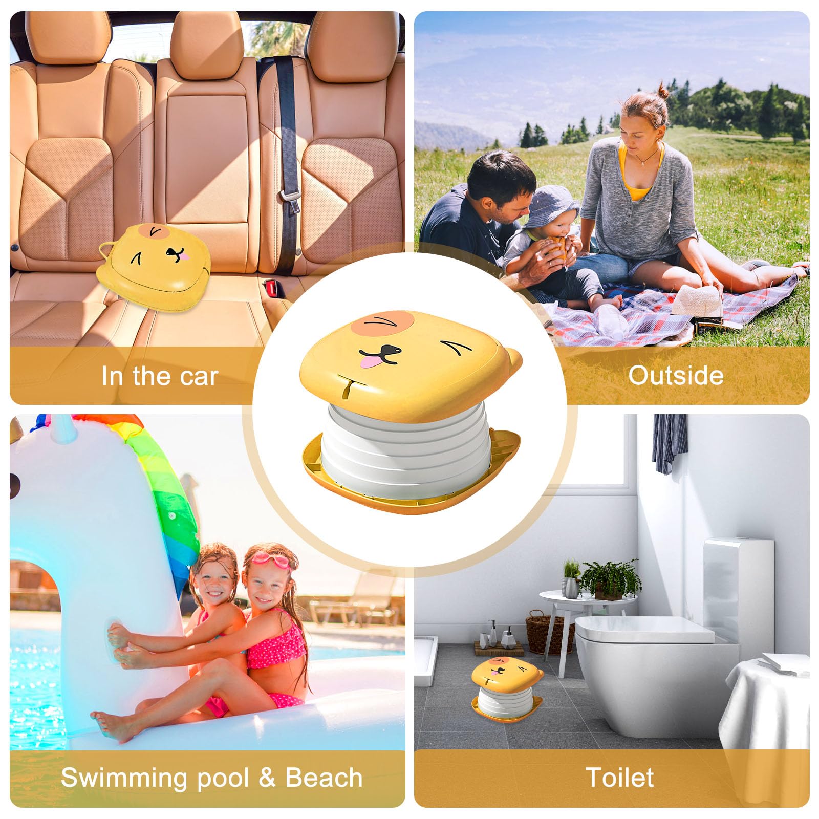 Children's Potty: Vasino Portatile per Bambini Da Viaggio, Vasino Bambini, Foldable Toilette Pieghevole Da Viaggio, Wc Pieghevole per Bambini per Ragazzi E Ragazze Adatto Da 0 a 8 Anni, Arancione
