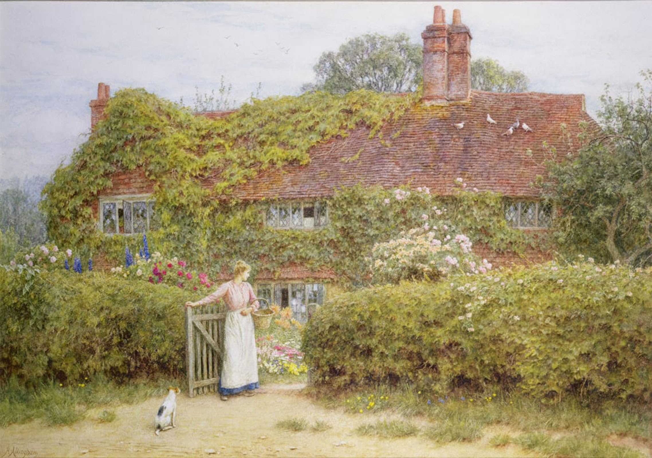 Serendipitp No Frame Abstract Painting Mural Print Picture Wall Decor Painting Surrey Cottage By Helen Allingham Vintage Wall Artwork For Home Decor 60X90cm