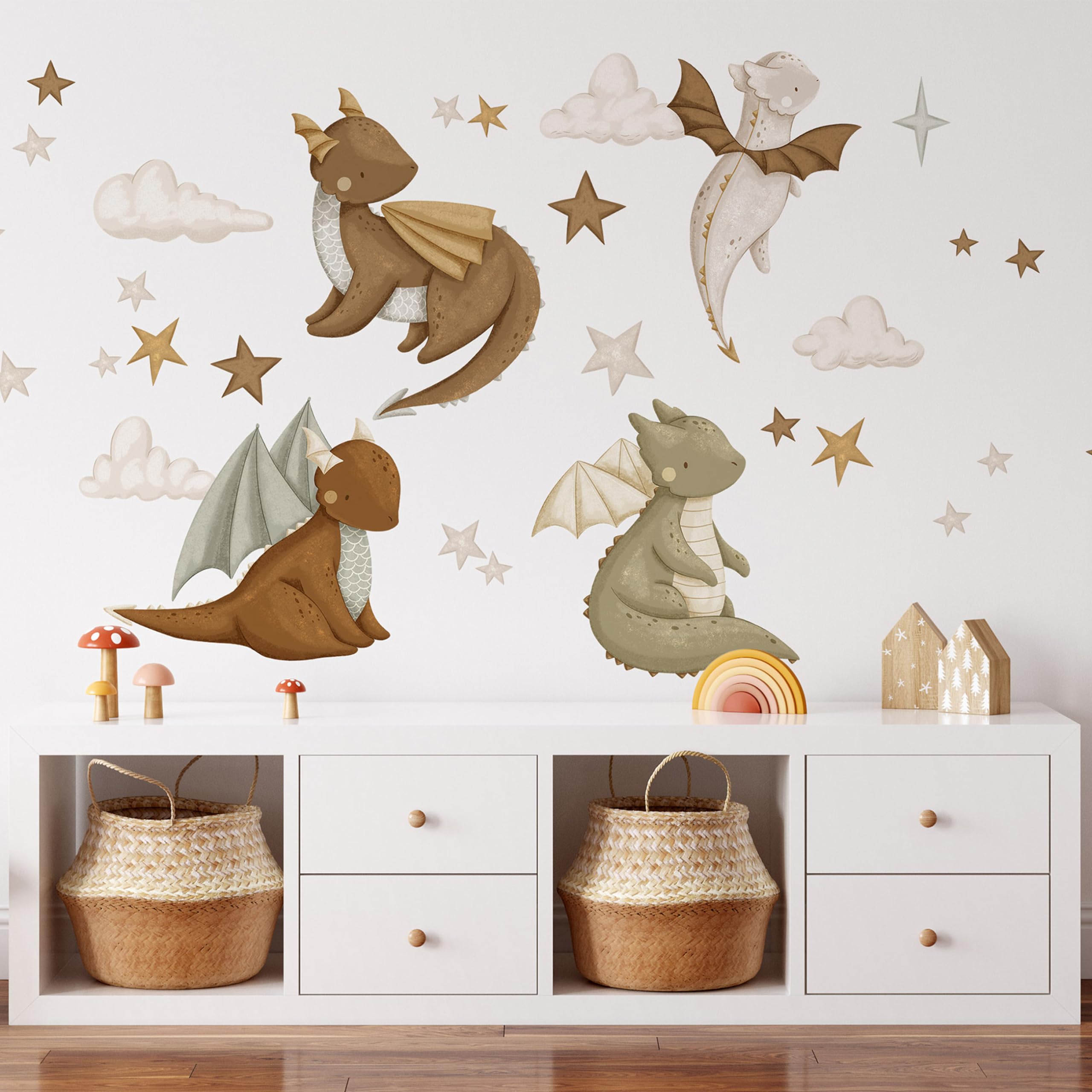 Sticker mural dragon magique 2 XXL pour décoration de chambre d'enfant