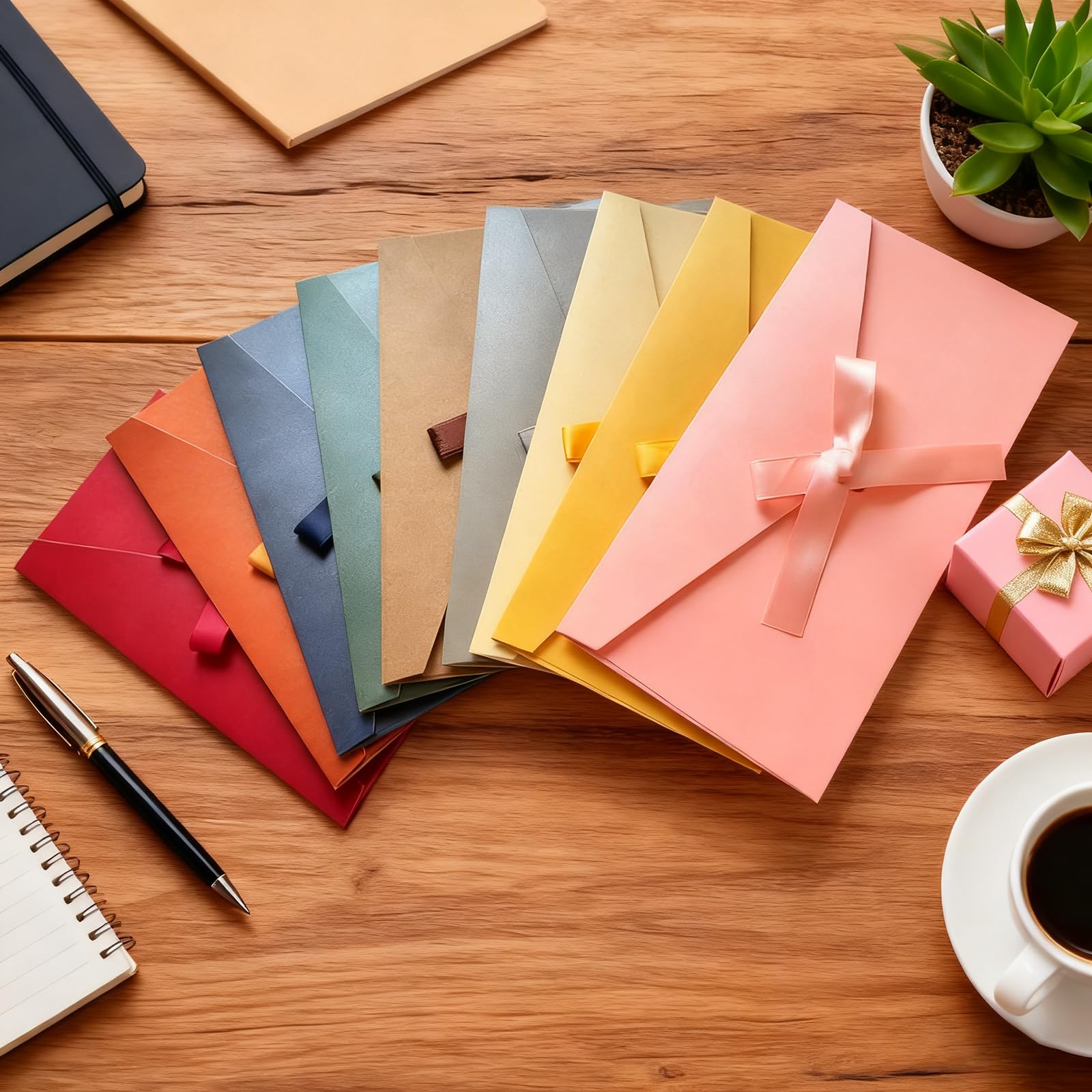 Buste in carta kraft colorate stile retrò 9 colori con nastri per lettere regalo Natale