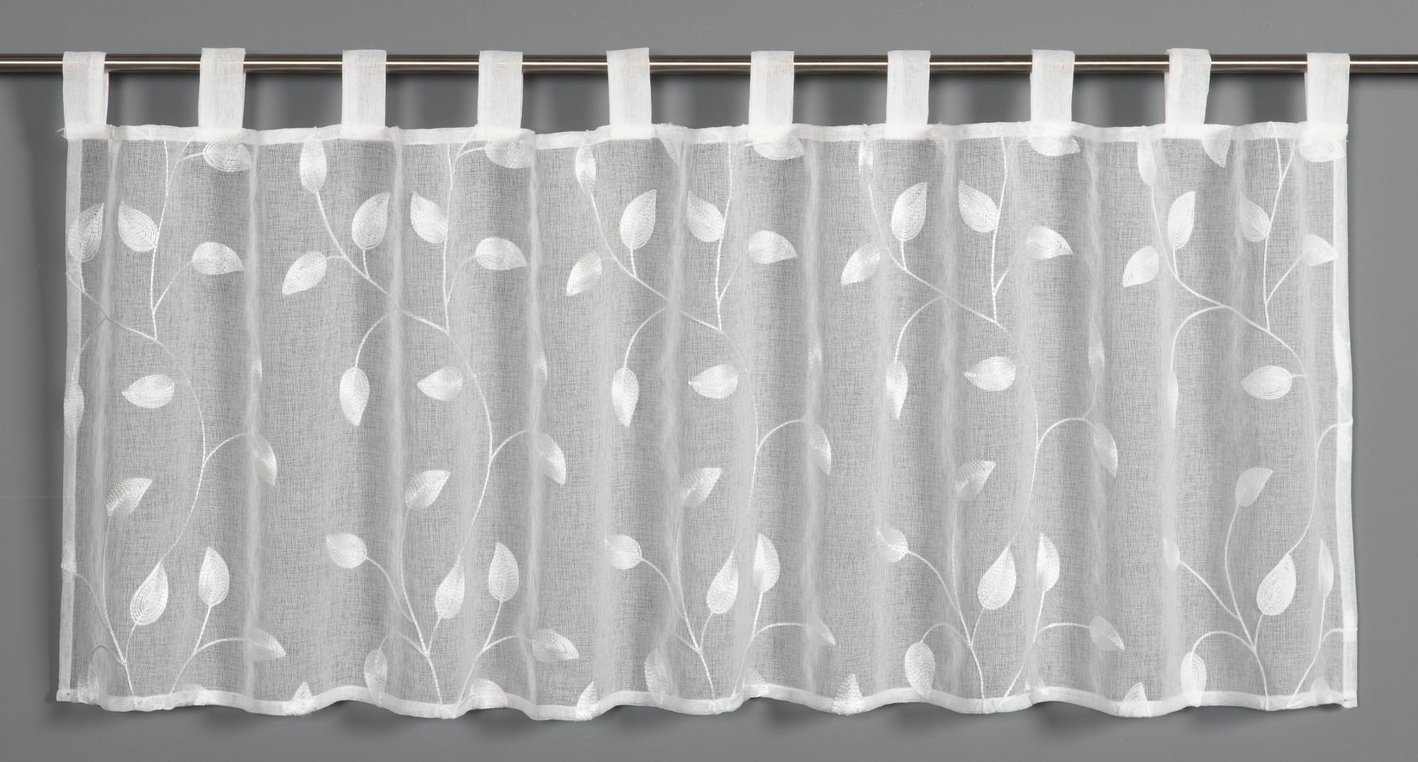 Gardinia Bistro Curtain Vine Embroidery White 135 x 45 cm