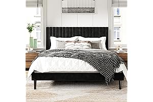 Queen Size Velvet Upholstered Headboard and Frame