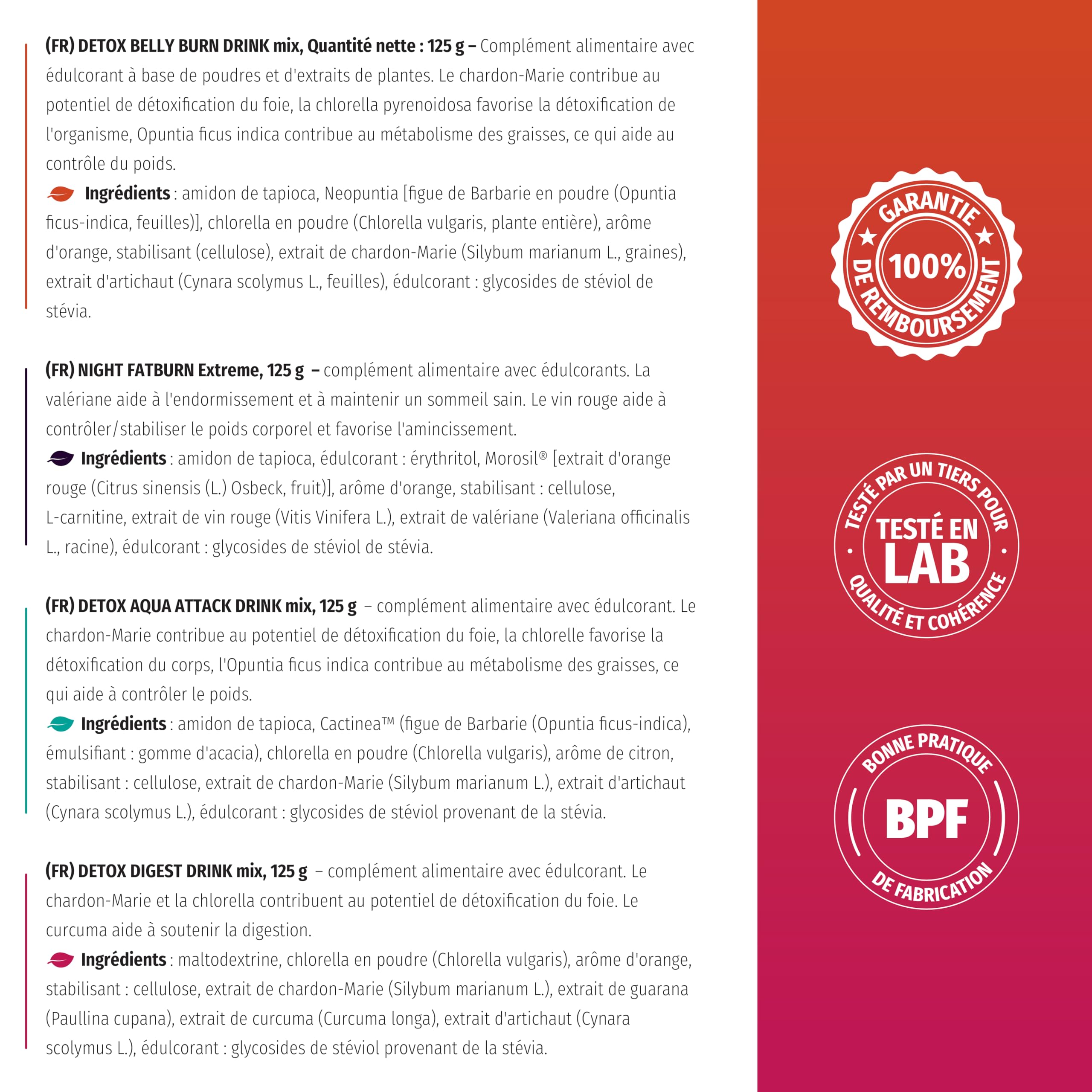 Nature's Finest Coffret 3 Mois, 6 Boissons en Poudre, 750 g | Coffret de 6 boissons en poudre pour 3 mois de routine - gamme Detox (Digest, Belly Burn, Aqua Attack) et Night Burn