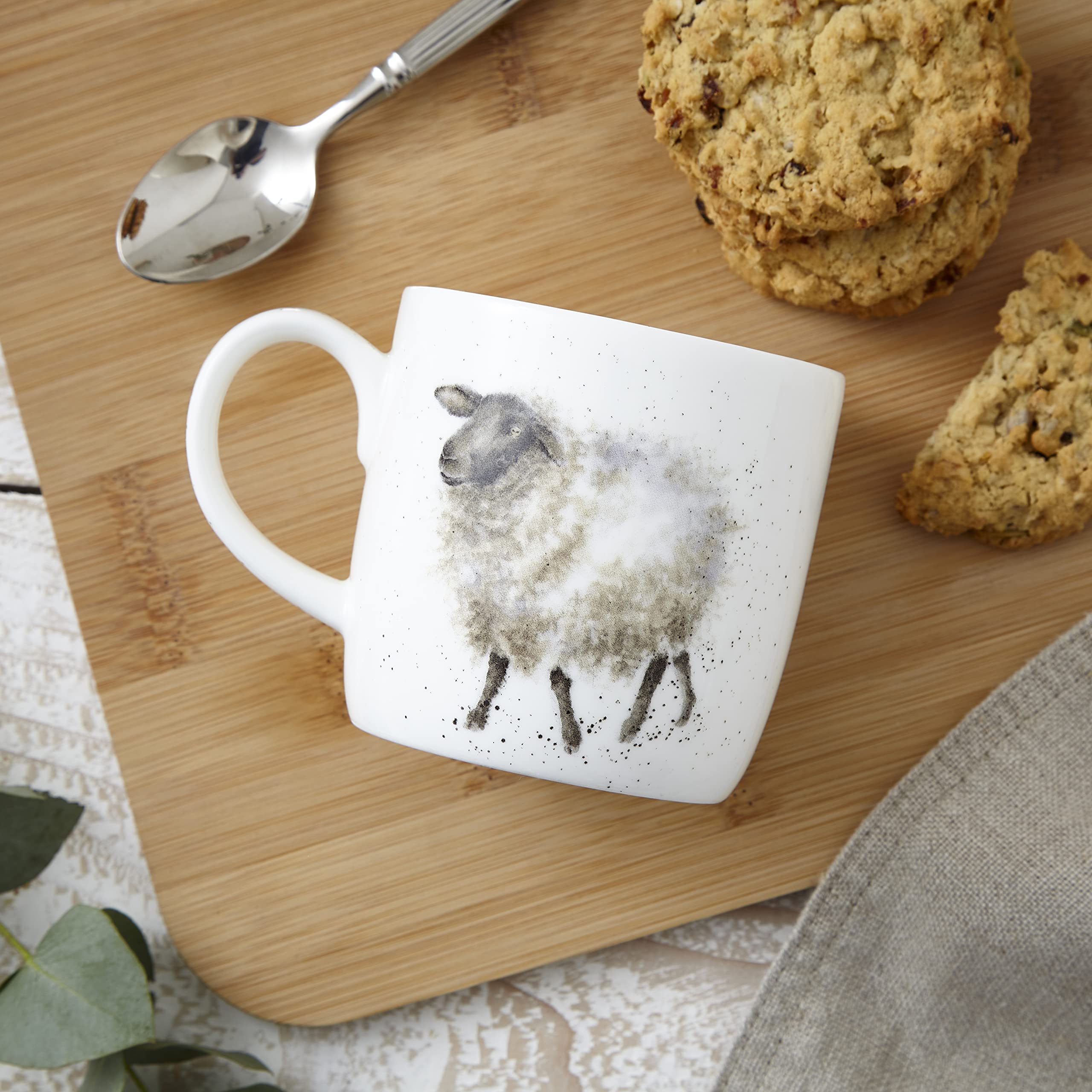 Royal Worcester x Wrendale Designs 'The Woolly Jumper' Coffee Mug, Fine Bone China White Mug with Handle - Image 4