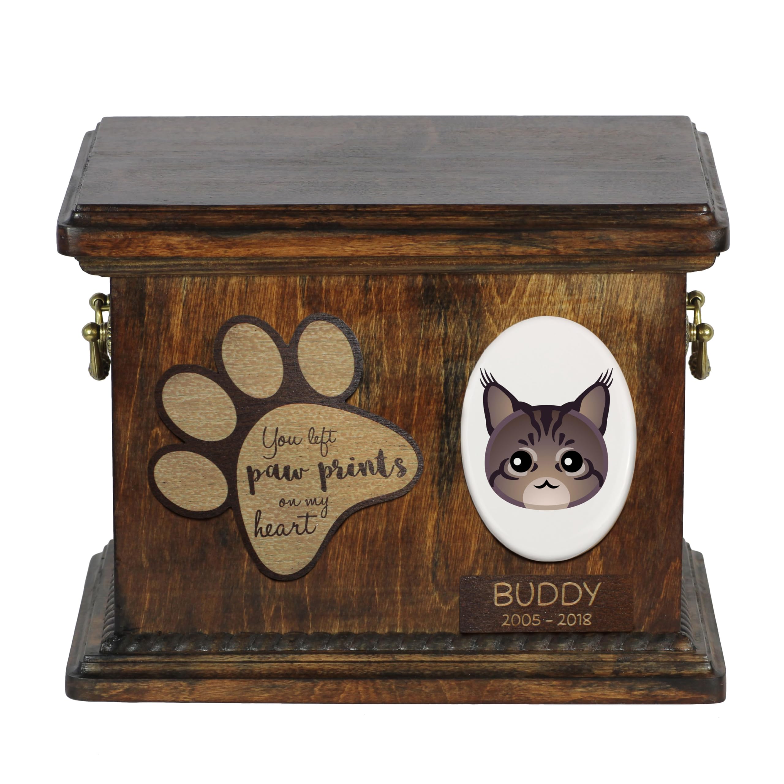 Urne pour cendres de chat en bois faite à la main Art-Dog