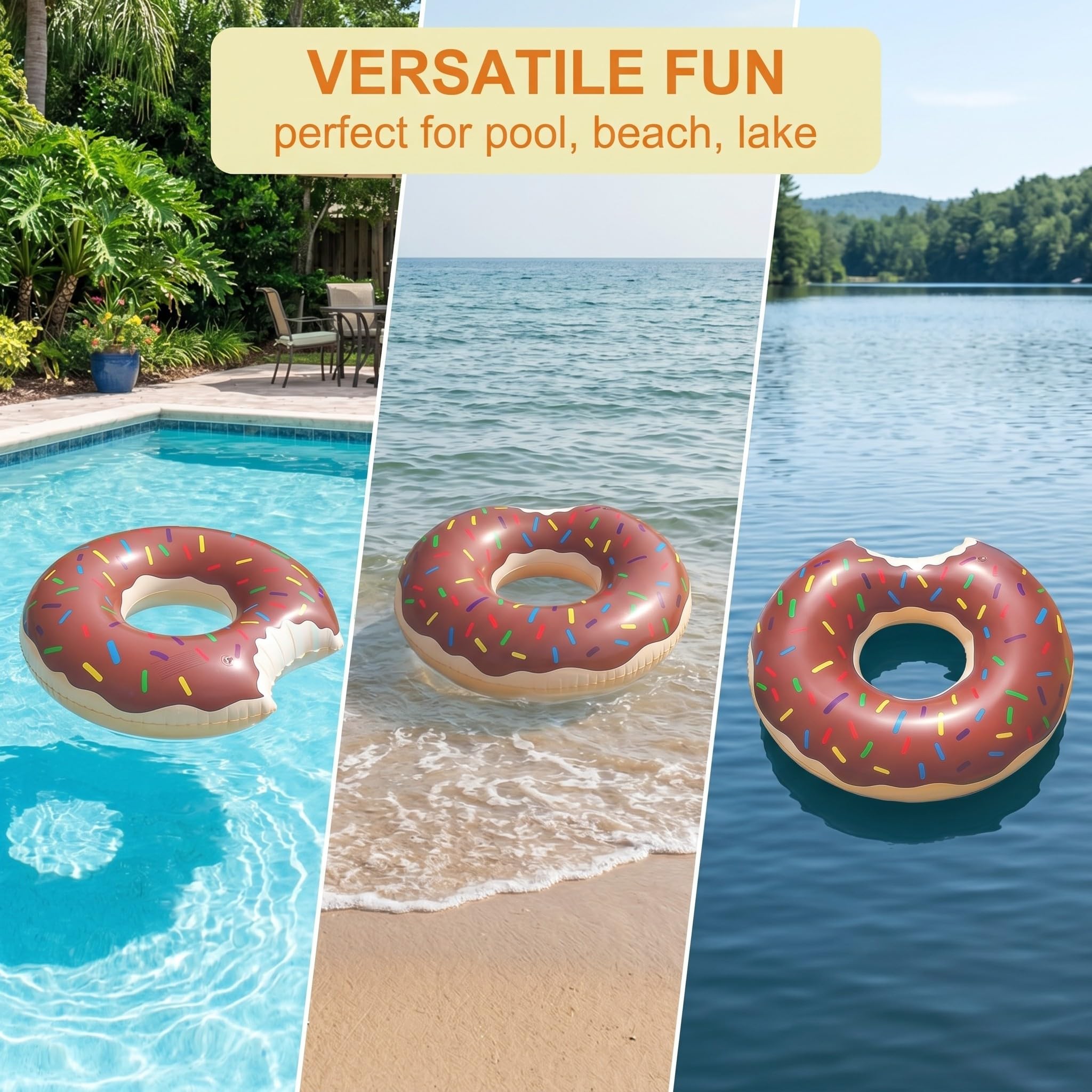 Flotador Donut Inflable para Niños 3-12 Años, 1 Pieza, Anillo de Natación Seguro y Estable para Piscina y Playa, Ideal para Diversión Acuática