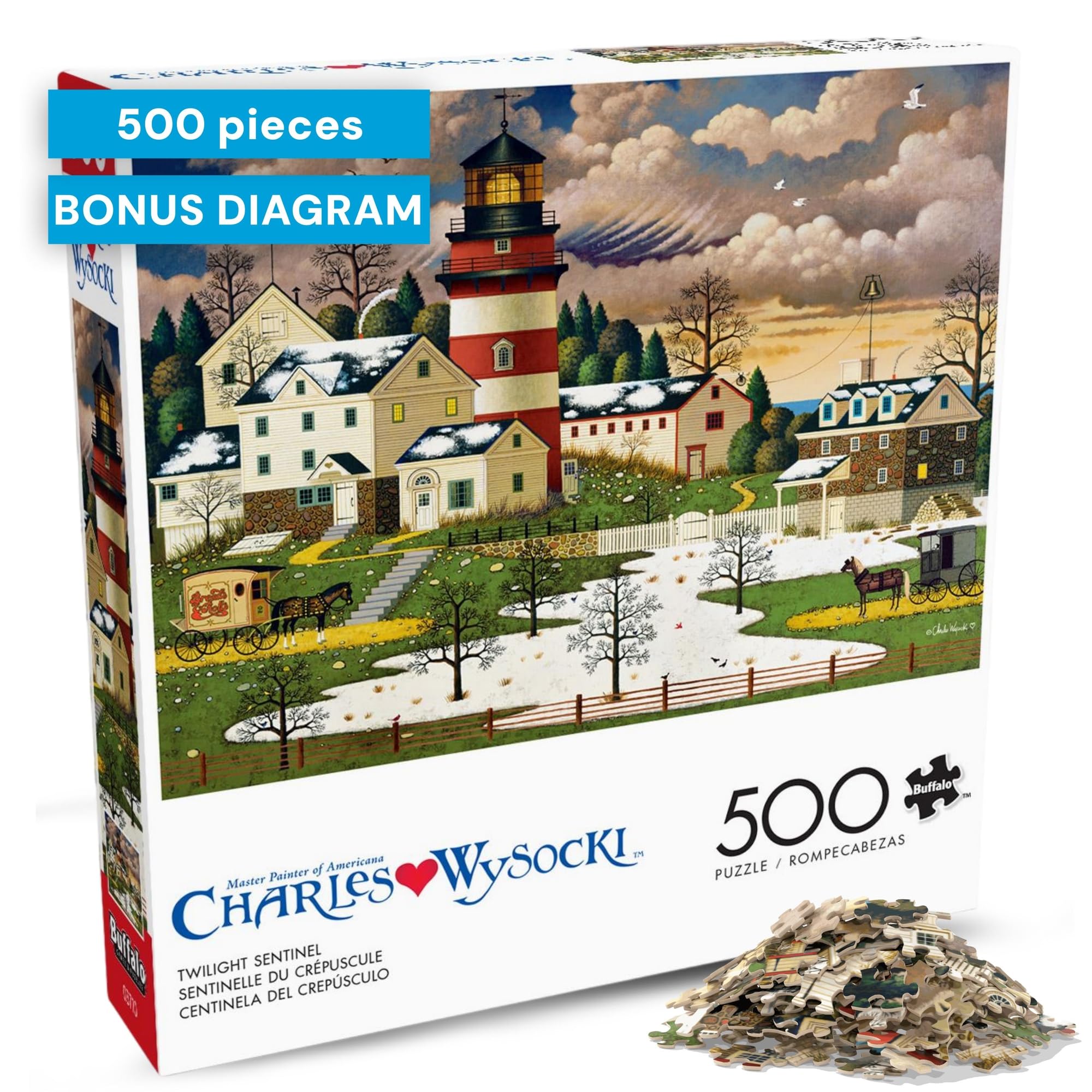 Charles Wysocki Twilight Sentinel 500 Piece Jigsaw Puzzle for Adults with Full-Color Reference Poster