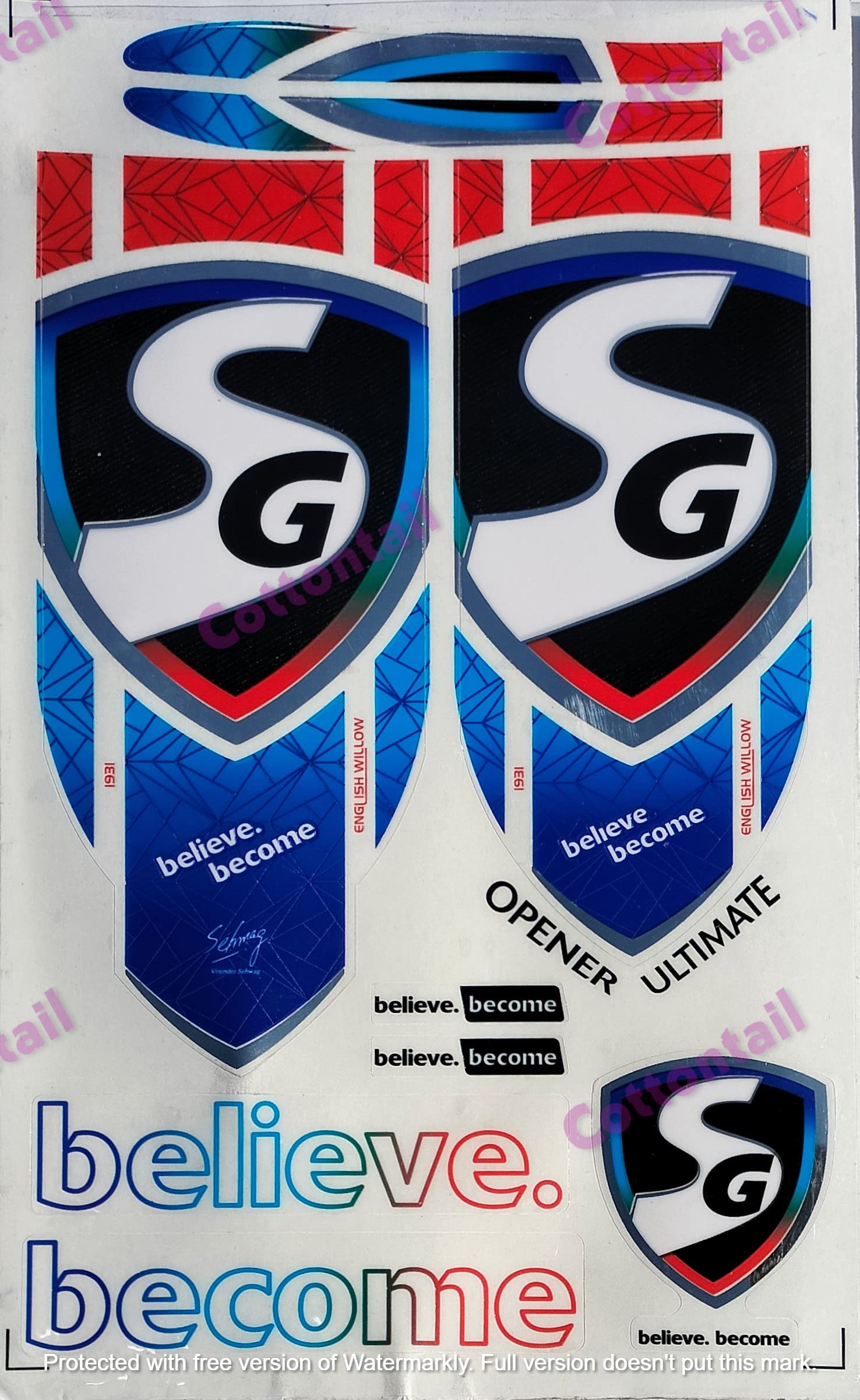 Cottontail | 3D DIGITALLY PRINTED PNR Edition | English Willow | Digital Embossed Cricket Bat Sticker | Blue (B0BWYXTP3P) Amazon Price History, Amazon Price Tracker