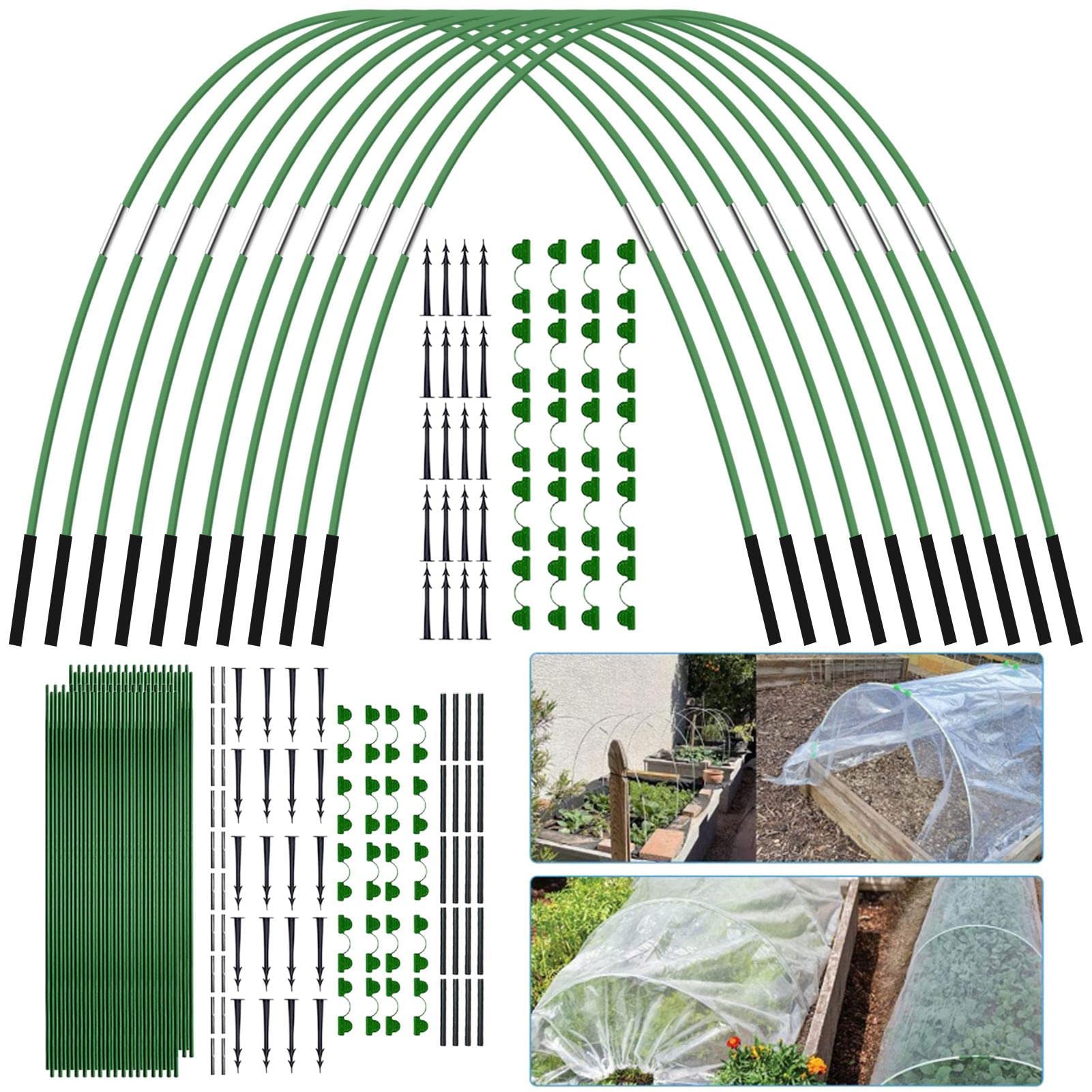 Aros de invernadero – 30 aros de soporte de fibra de vidrio | Túnel de cultivo de marco de jardín | Aros de invernadero túnel de cultivo | Aros de protección de cultivos de jardín de para huertos