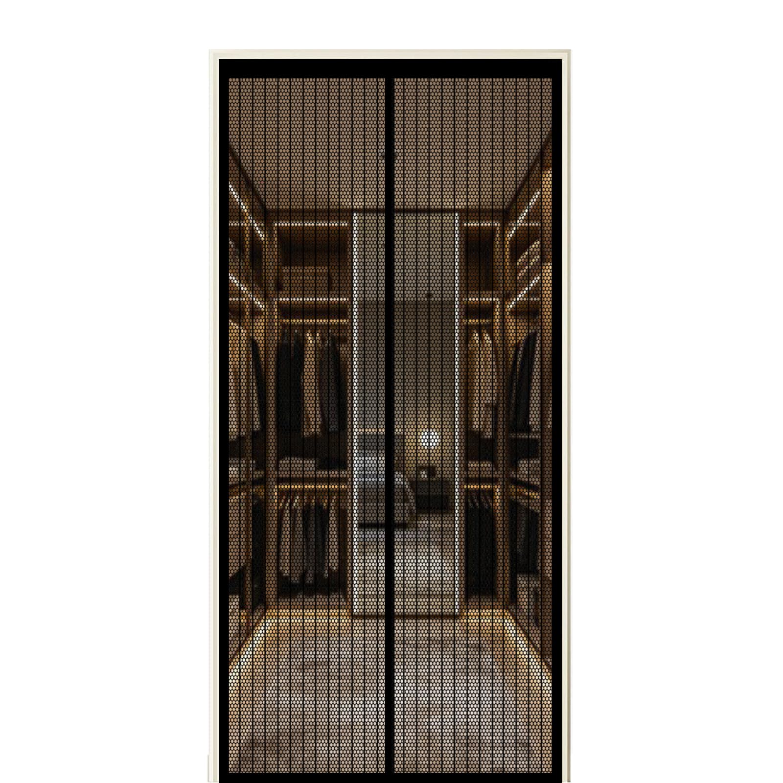 Fly Screen Door 85 x 200 cm Self Sealing Powerful Magnets Magnetic Fly Screen Doors with Powerful Magnets & Full Frame Magic Tape Suitable for Patio Doors Balcony Bedroom, Black