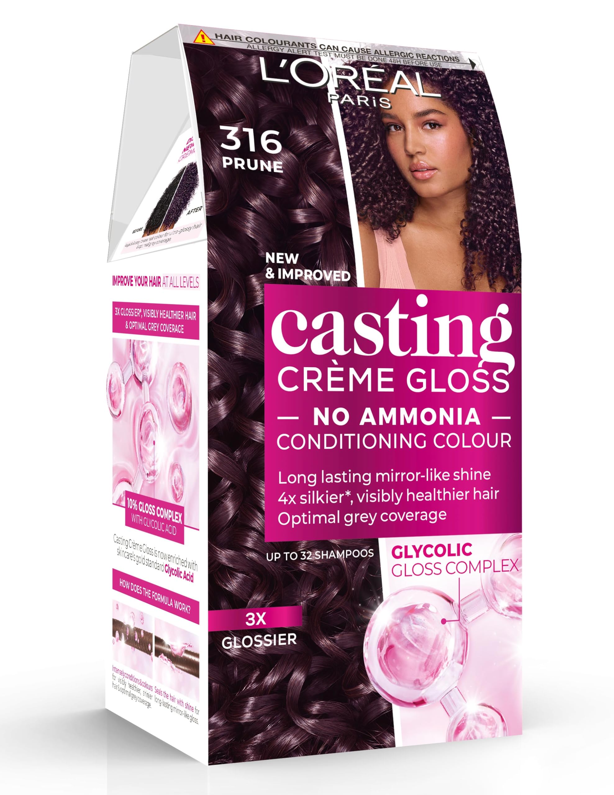 L'Oréal Paris Casting Crème Gloss, Semi-Permanent Hair Dye, Radiant & Natural Colour, No-ammonia, Semi-Permanent Hair Colour Lasts 32 Washes, Shade: 316 Prune