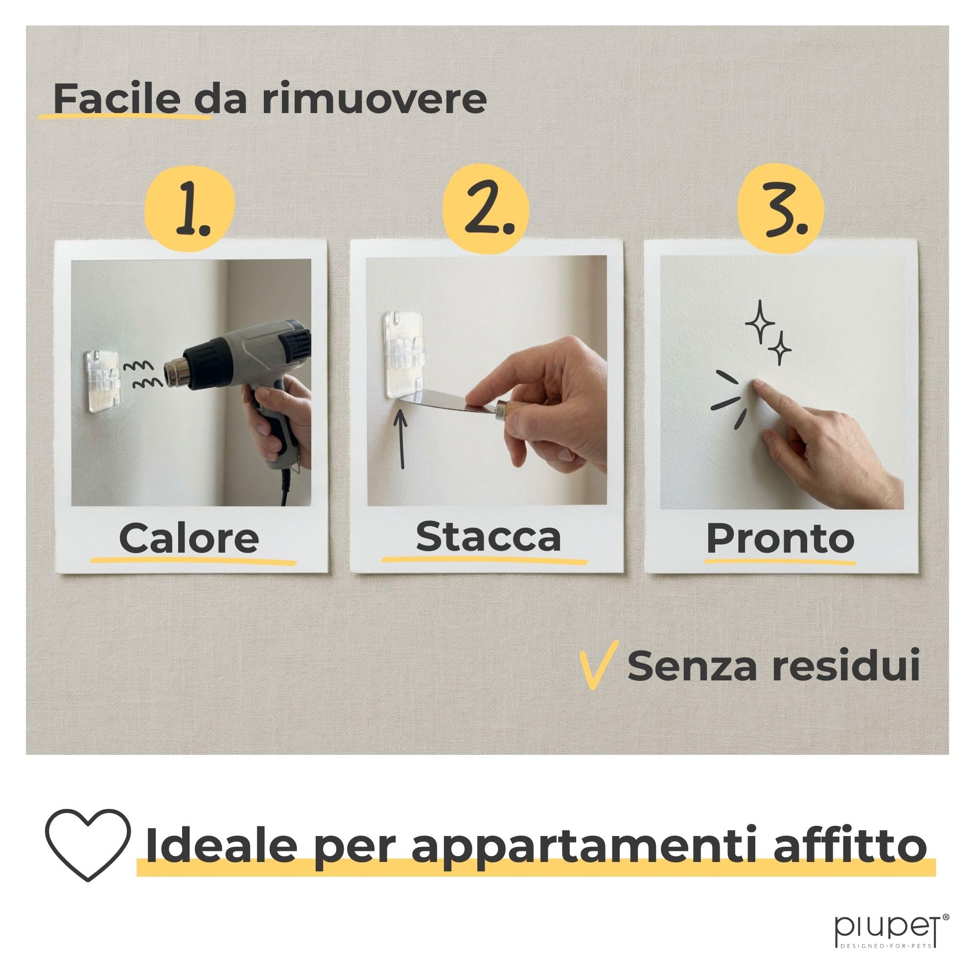 PiuPet® Ganci Adesivi per Rete per Gatti Senza forare | Fissaggio Rete Gatto per Balcone e Finestra | Ganci Trasparenti con Colla Silicone (60 Ganci + 80 ml di Colla)