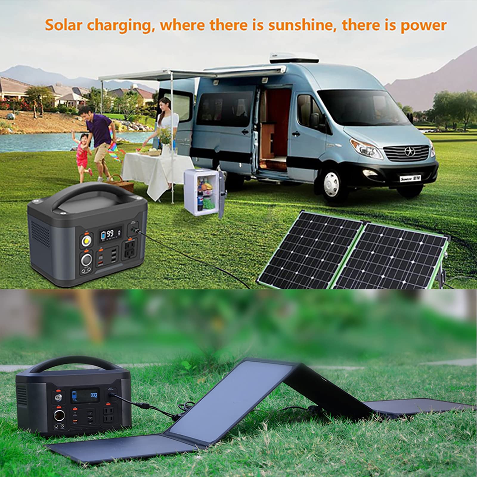 Central Eléctrica Portátil De 750W, 165000 Mah Supercapacidad Batería De Emergencia Cargador con Pantalla LED, Puerto CA CC Generador De Energía para Acampar, Viajes por Carretera