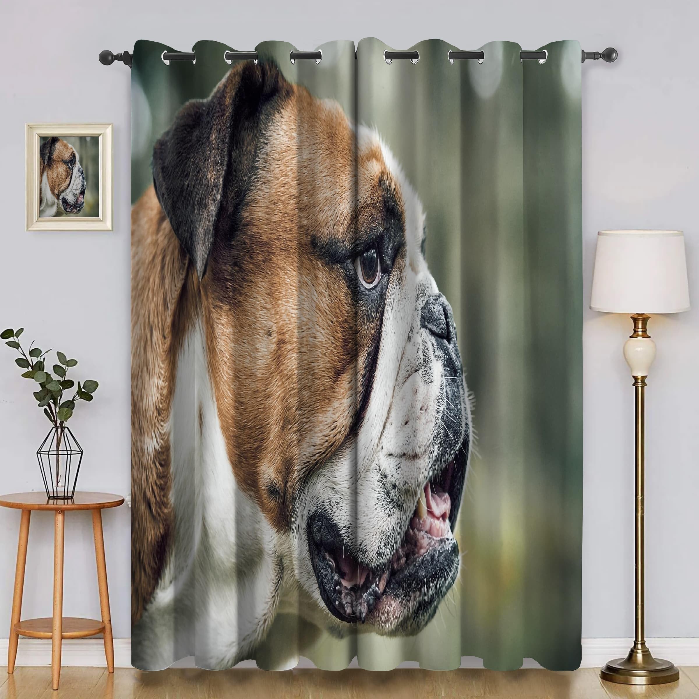 Rideaux et Draperies Intérieurs Boxer Rideau Animaux 3D Fibre Ultrafine Rideau Chambre, pour Toutes Les Saisons 140x180cm (LxH) 2 Pièces