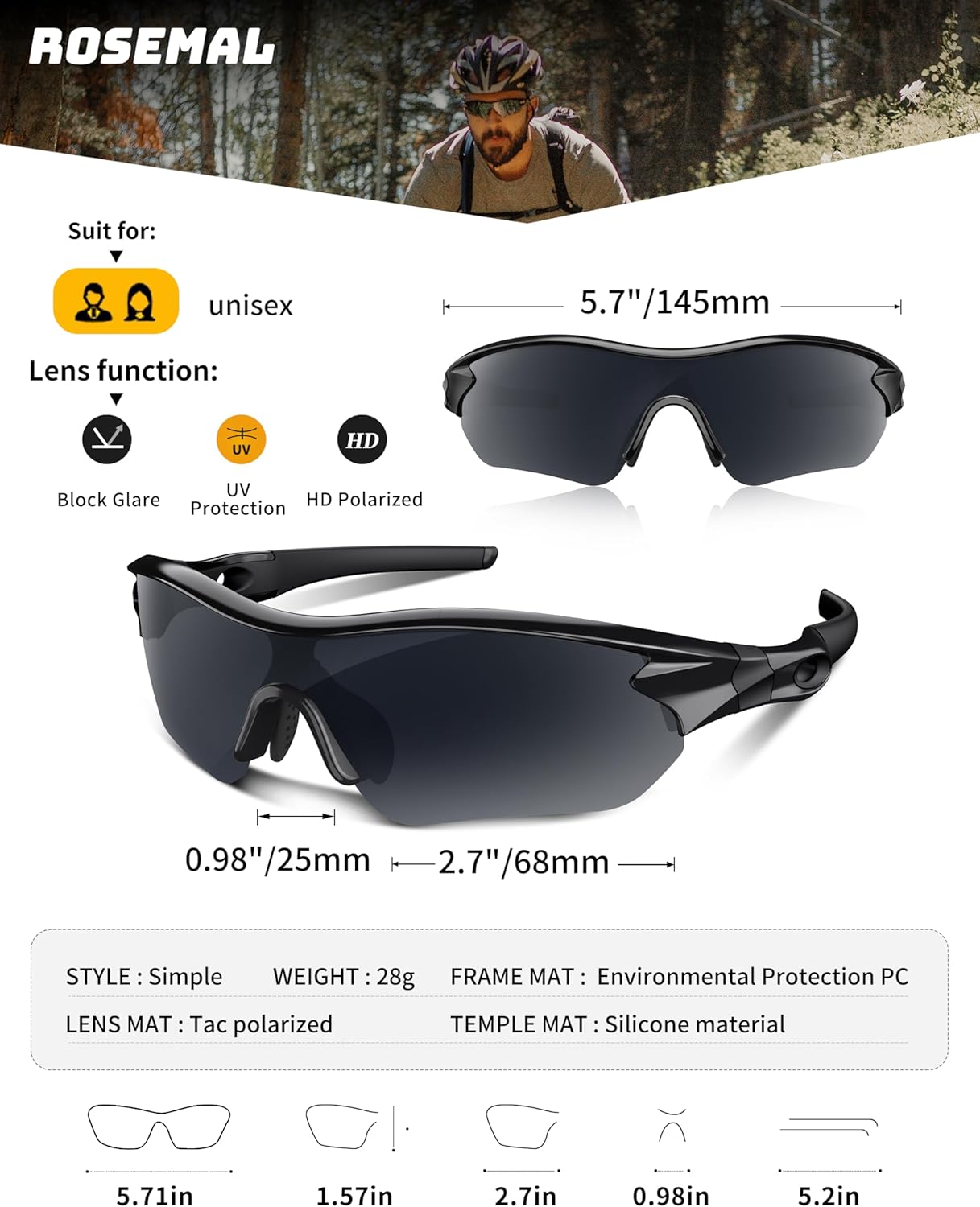 Polarized Sports Sunglasses for Men Women Youth Baseball Running Fishing Tennis Golf Cycling Driving Motor TAC UV400 TR90 - Image 2