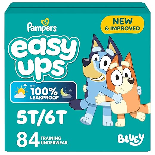 Pampers Training Pants - Easy Ups Boys & Girls Bluey - Size 5T-6T, 84 Count, Children's Potty Underwear (Packaging May Vary)