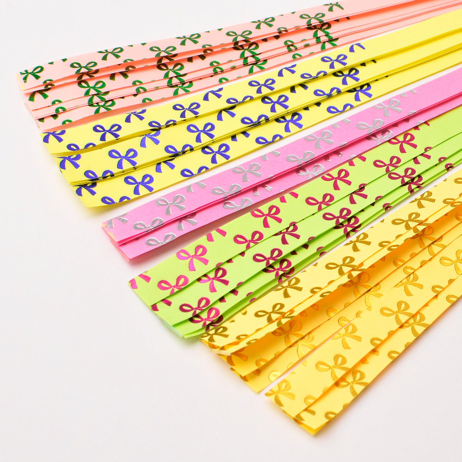 URROMA Star Paper Strips, 500pcs Gilded Fluorescence Origami Lucky Star Paper Strips Bow Pattern for Crafts Folding Paper Stars School Teaching DIY Arts Projects Crafting Supplies - Image 4