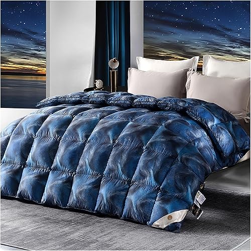 ZTGL Edredón ligero y cálido 95% de fibra de ganso, relleno de edredón tamaño Queen, lujosa funda de algodón suave agradable a la piel, edredón King