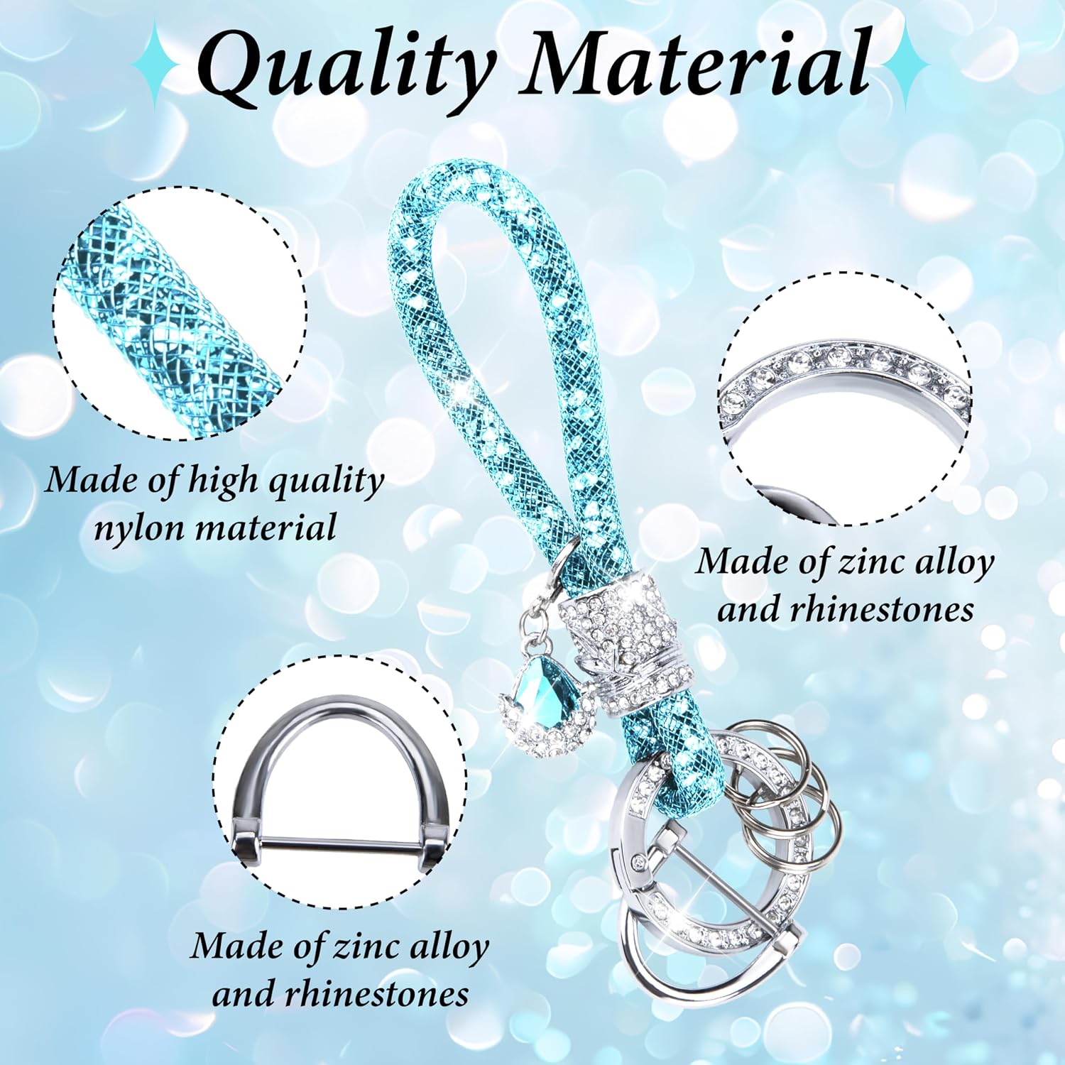 BFXM Crystal Bling Keychains for Women, Car Key Chain Glitter Key Ring image 3