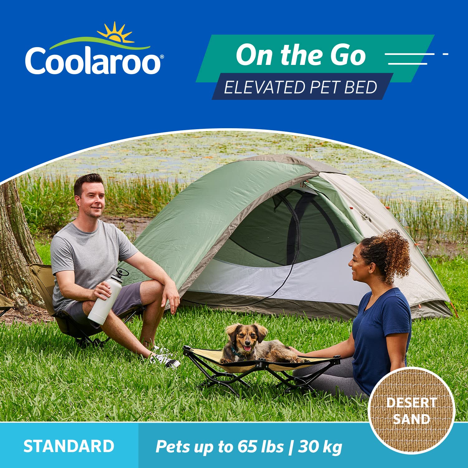 Coolaroo On The Go - Cuccia rialzata per animali domestici, standard, sabbia del deserto