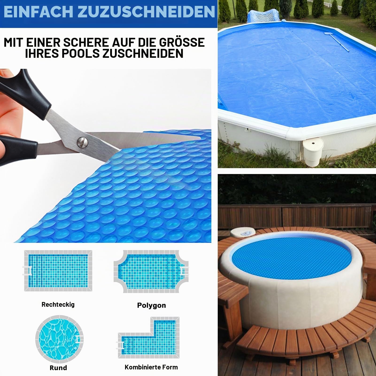 Hot Tub Spa Solar-Luftpolster-Abdeckung für runden aufblasbaren Whirlpool, Spa, Pool, Wärmedämmung, schwimmende Luftpolsterfolie (1,2 m)