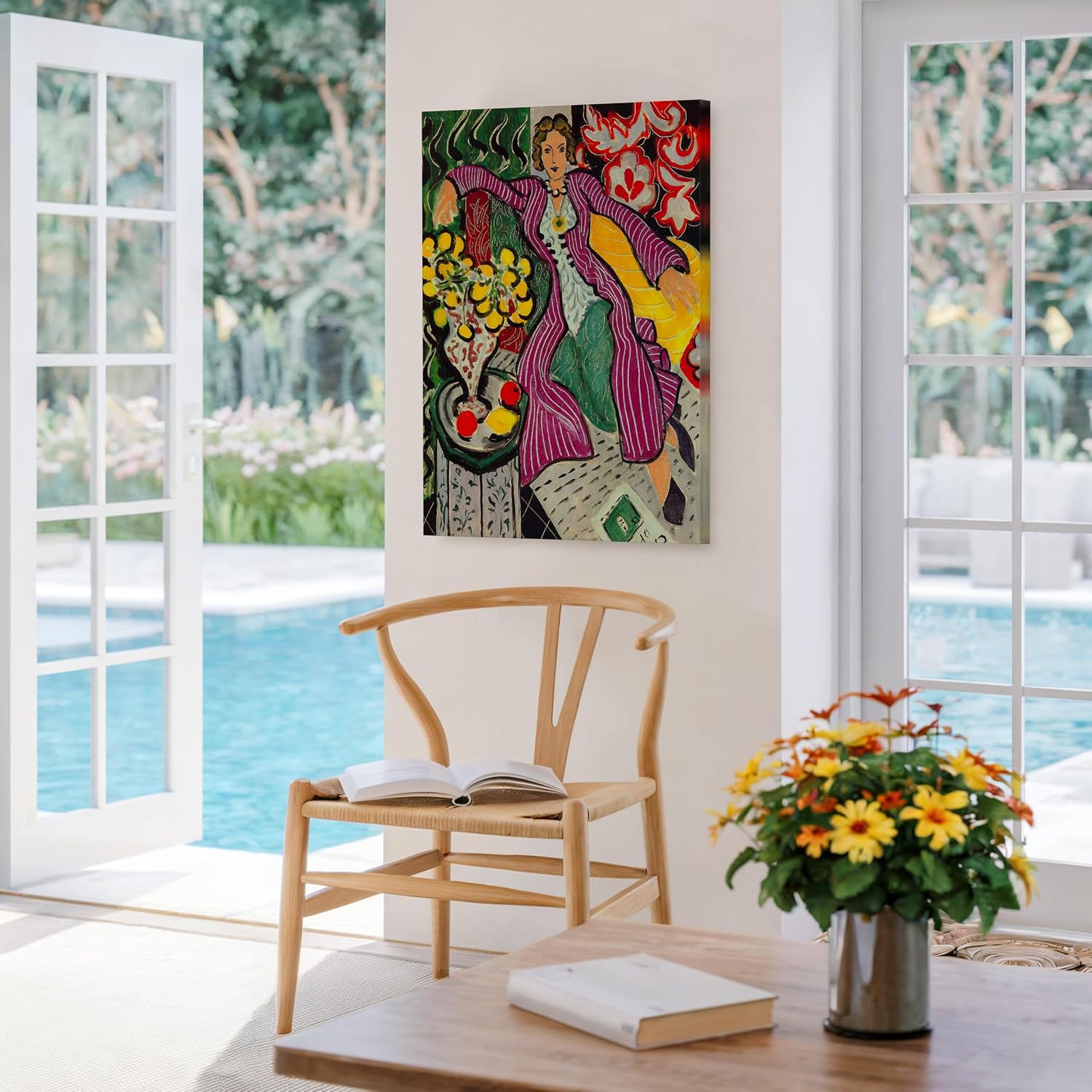 Poster Master Henri Matisse Canvas - Retro Woman in Purple Robe Print - Woman Portrait Art - Aesthetic Gift for Her, Girlfriend, Wife - Wall Decor for Office, Home - 8x10 STRETCHED Canvas