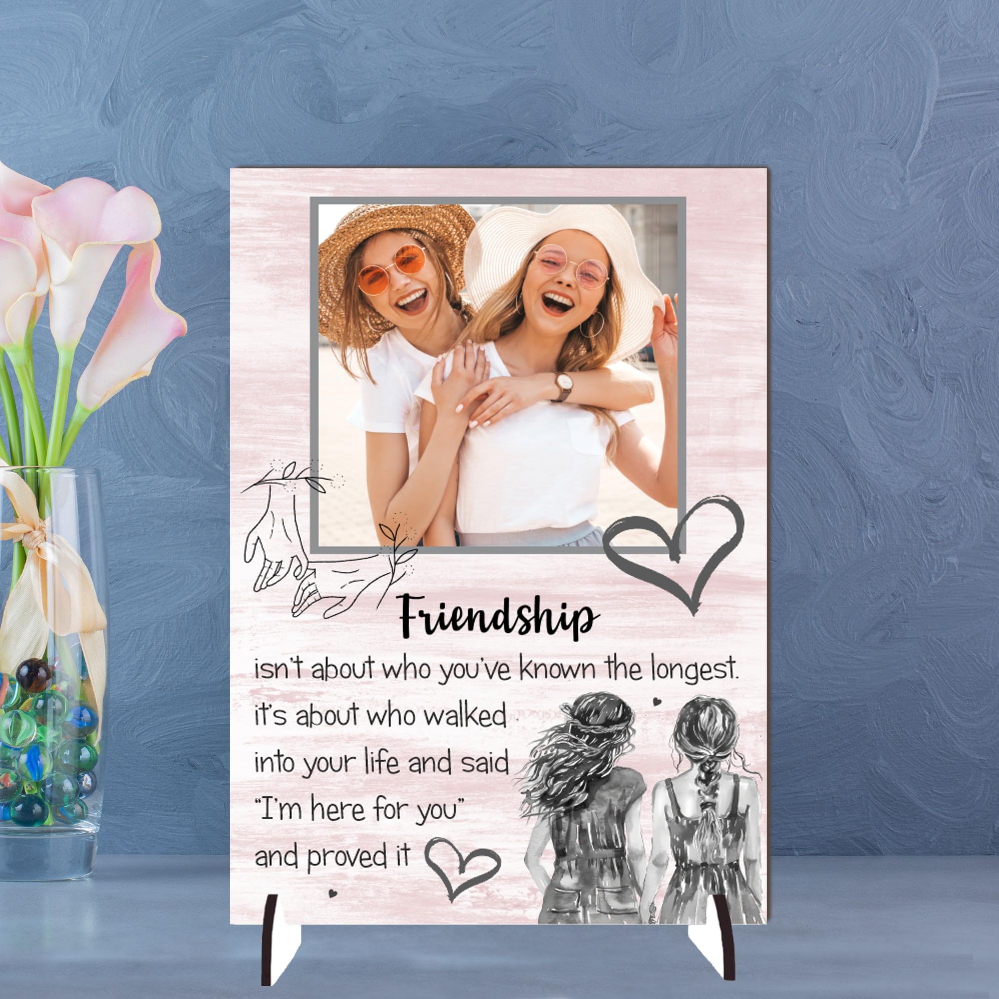 Personalised Friendship Plaque – Celebrate Your Unique Bond with a Gift for Your Best Friend | "Friendship Isn't About Who You've Known the Longest" (Pink, Mdf Wood A5 21cm x 15cm)