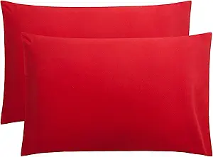 FLXXIE Microfiber Pillow Cases Queen Size Set of 2, Soft Pillowcases with Envelope Closure, Wrinkle Resistant Pillow Covers, 20x30, Red